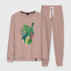 Мужской костюм Ретро акустическая гитара с барабаном и тропически