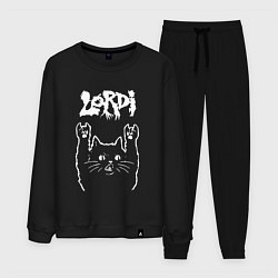 Костюм хлопковый мужской Lordi рок кот, цвет: черный