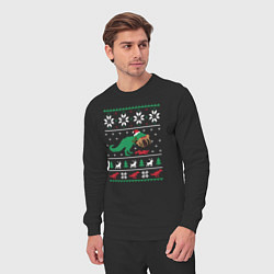 Костюм хлопковый мужской Новогодний тирекс - ugly sweater, цвет: черный — фото 2