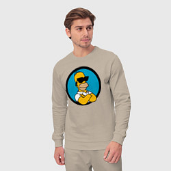 Костюм хлопковый мужской Гомер Симпсон - крутой чувак, цвет: миндальный — фото 2