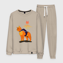 Костюм хлопковый мужской Stray - cat logo, цвет: миндальный
