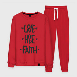 Костюм хлопковый мужской Love hope faith, цвет: красный