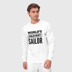 Костюм хлопковый мужской The worlds okayest sailor, цвет: белый — фото 2