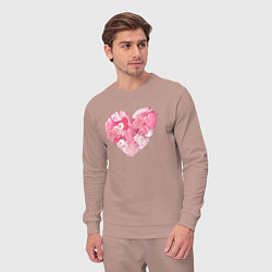 Костюм хлопковый мужской Влюблённое розовое сердце, цвет: пыльно-розовый — фото 2