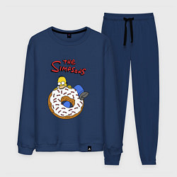 Костюм хлопковый мужской Гомер на пончике, цвет: тёмно-синий