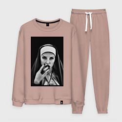 Костюм хлопковый мужской Готическая монахиня, цвет: пыльно-розовый