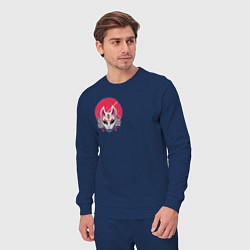 Костюм хлопковый мужской Маска Кицунэ, цвет: тёмно-синий — фото 2