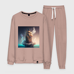 Костюм хлопковый мужской Путешествие во времени, цвет: пыльно-розовый