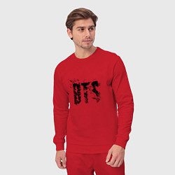 Костюм хлопковый мужской BTS logo, цвет: красный — фото 2