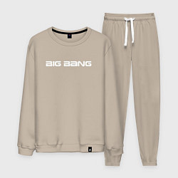 Костюм хлопковый мужской Big bang белый логотип, цвет: миндальный