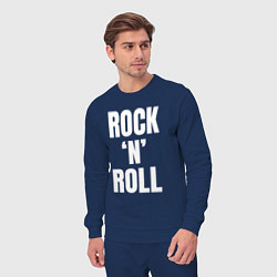 Костюм хлопковый мужской Rocknroll белая большая надпись, цвет: тёмно-синий — фото 2