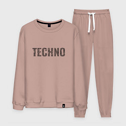 Костюм хлопковый мужской Techno надпись плиткой, цвет: пыльно-розовый