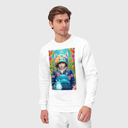 Костюм хлопковый мужской Girl with Totoro - fantasy - neural network, цвет: белый — фото 2
