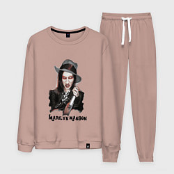 Костюм хлопковый мужской Marilyn Manson clipart, цвет: пыльно-розовый