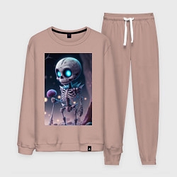 Костюм хлопковый мужской Скелет с цветком, цвет: пыльно-розовый
