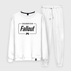 Костюм хлопковый мужской Fallout gaming champion: рамка с лого и джойстиком, цвет: белый