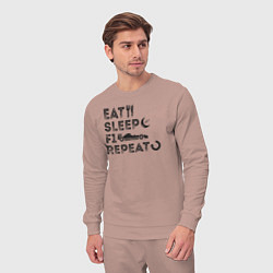 Костюм хлопковый мужской Eat sleep F1, цвет: пыльно-розовый — фото 2