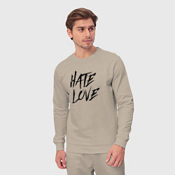 Костюм хлопковый мужской Hate love Face, цвет: миндальный — фото 2