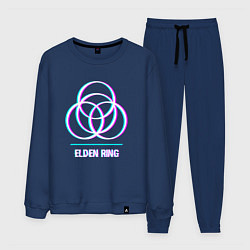 Костюм хлопковый мужской Elden Ring в стиле glitch и баги графики, цвет: тёмно-синий