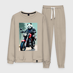 Костюм хлопковый мужской Panda - cool biker, цвет: миндальный