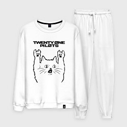 Костюм хлопковый мужской Twenty One Pilots - rock cat, цвет: белый