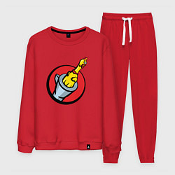 Костюм хлопковый мужской Chicken gun логотип, цвет: красный