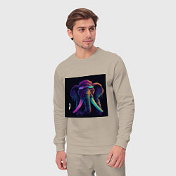 Костюм хлопковый мужской Кибер-слон в неоновом свете, цвет: миндальный — фото 2