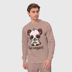 Костюм хлопковый мужской Go vegan - motto, цвет: пыльно-розовый — фото 2