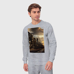 Костюм хлопковый мужской Стимпанк железная дорога, цвет: меланж — фото 2