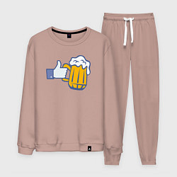 Костюм хлопковый мужской Like beer, цвет: пыльно-розовый