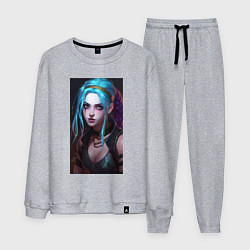 Костюм хлопковый мужской Fantasy Jinx Arcane League of Legends, цвет: меланж
