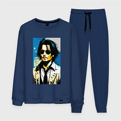 Костюм хлопковый мужской Johnny Depp -celebrity, цвет: тёмно-синий