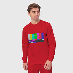 Костюм хлопковый мужской Разноцветные полосы в телевизоре, цвет: красный — фото 2