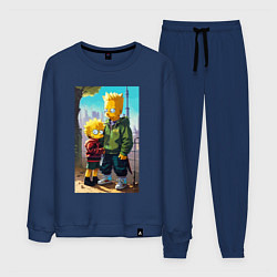Костюм хлопковый мужской Барт Симпсон с Мэгги в мегаполисе, цвет: тёмно-синий