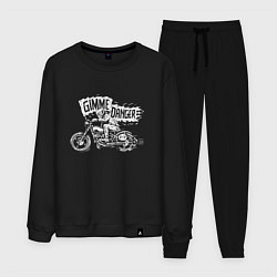Костюм хлопковый мужской Gimme danger - motorcycle - motto, цвет: черный