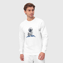 Костюм хлопковый мужской Космонавт с ноутбуком, цвет: белый — фото 2