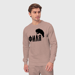 Костюм хлопковый мужской Филя м медведь, цвет: пыльно-розовый — фото 2