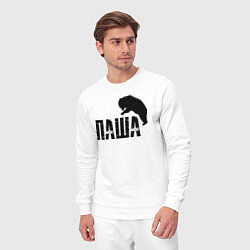 Костюм хлопковый мужской Паша и медведь, цвет: белый — фото 2