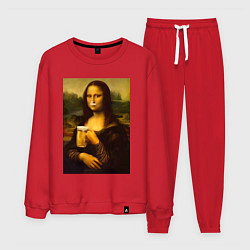 Костюм хлопковый мужской Мона Лиза с пивом, цвет: красный