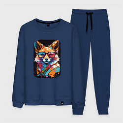 Костюм хлопковый мужской Abstract Colorful Fox, цвет: тёмно-синий