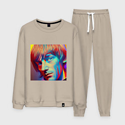 Костюм хлопковый мужской Brian Jones Cartoon Glitch Art, цвет: миндальный