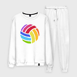 Костюм хлопковый мужской Rainbow volleyball, цвет: белый