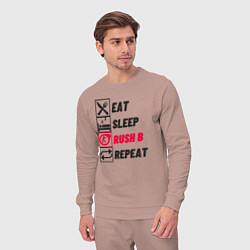 Костюм хлопковый мужской Eat sleep rush b repeat, цвет: пыльно-розовый — фото 2