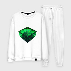 Костюм хлопковый мужской Куб из зелёного кристалла, цвет: белый