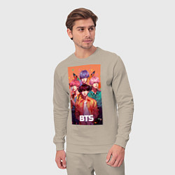 Костюм хлопковый мужской BTS kpop anime, цвет: миндальный — фото 2