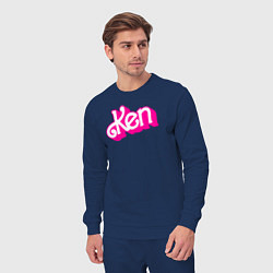 Костюм хлопковый мужской Логотип розовый Кен, цвет: тёмно-синий — фото 2