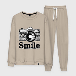 Костюм хлопковый мужской Smile camera, цвет: миндальный