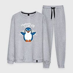 Костюм хлопковый мужской Fly penguin, цвет: меланж