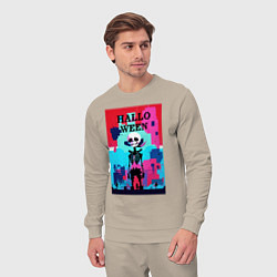 Костюм хлопковый мужской Funny skeleton - pop art - pixels halloween, цвет: миндальный — фото 2