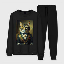 Костюм хлопковый мужской Кот олигарх, цвет: черный